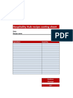 Hospitality Hub Recipe Costing Sheet