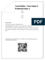 Edexcel A Level Maths - Pure Paper 2 Predicted Paper 1: Instructions