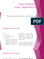 Case: Exploratory Laparotomy, Appendectomy: Presented By: Panelo, Joe Francis, RN