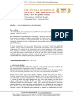 Esboço Da Lição 6 - O Nascimento Da Sociedade - Adolescentes - Prof Jaciara Da Silva