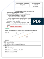 Niveau TC SC Calcul Vectoriel Dans Le Plan 2020/2021 Institution Privée Massar Al Omam Discipline Mathématiques