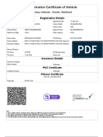 Registration Certificate of Vehicle: Issuing Authority: Ranchi, Jharkhand