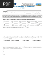 Avaliação de Matemática 8 Ano