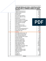 Cotización Materiales para Construcción Aula Múltiple en La Vereda Sabalito Sinaí