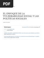 El Enfoque de La Vulnerabilidad Social Y Las Políticas Sociales