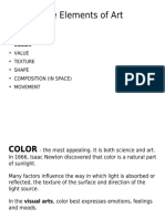 The Elements of Art: Line Value Texture Shape Composition (In Space) Movement