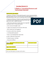 Learning Episode 12-"Selecting Non-Digital or Conventional Resources and Instructional Materials"