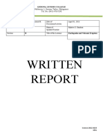 Earthquake and Volcanic Eruption Written Report