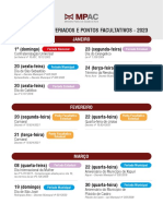 Calendario Feriados e Pontos Facultativos 2023