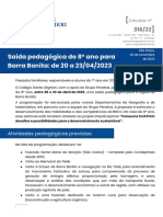 Saída Pedagógica Do 8° Ano para Barra Bonita: de 20 A 23/04/2023