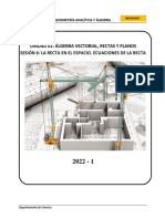 Unidad 02: Álgebra Vectorial, Rectas Y Planos: Sesión 6: La Recta en El Espacio. Ecuaciones de La Recta