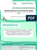 Departamento de Educación Especial: Operatividad de Los Servicios de Apoyo