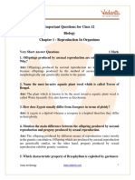 Important Questions For Class 12 Biology Chapter 1 - Reproduction in Organisms