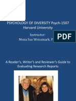 Psychology of Diversity Psych-1507 Harvard University: Instructor: Mona Sue Weissmark, PHD