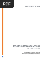 Resumen Metodos Numericos: 15 de Febrero de 2023