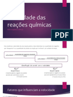 Guia de Estudo 8º Ano FQ - Velocidade Das Reações Quimicas