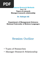 Business Research Methods: Lec # 2 Types of Research Manager-Research Relationship