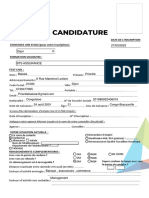 Dossier de Candidature: Date de L'Inscription CHOISISSEZ UNE ECOLE (Pour Votre Inscription)