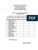 Report On Absences Tardiness and Undertime