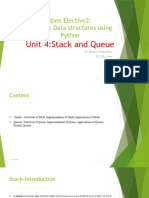 Open Elective2: Subject: Data Structures Using Python: Unit 4:stack and Queue