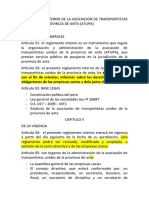 Reglamento Interno de La Asociación de Transportistas Unidos de La Provincia de Anta