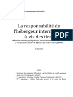 La Responsabilité de L'hébergeur Internet Vis-À-Vis Des Tiers