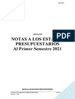 NOTAS A LOS ESTADOS PRESUPUESTARIOS Al 1er Sem 2021