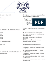 1.se Log3 X + Log9 X 1, Então o Valor de X É A) 2. B) 2. C) 3. D) 3. E) 9.