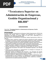 Tecnicatura Superior en Administración de Empresas, Gestión Organizacional y RR - HH