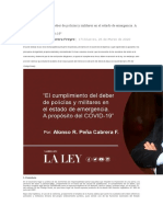 El Cumplimiento Del Deber de Policías y Militares en El Estado de Emergencia. A Propósito Del "COVID-19"