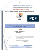 Relation Croissance Démographique Et Développement en RDC