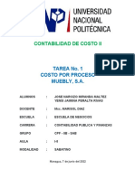 Contabilidad de Costo Ii: Tarea No. 1 Costo Por Proceso Muebly, S.A