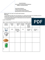 General Chemistry 1 Chemical Formulas and Substances Activity Sheet