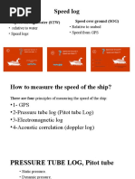 Speed Log: Speed Through Water (STW) Speed Over Ground (SOG)