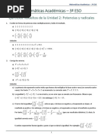 Matemáticas Académicas - 3º ESO: Ejercicios Resueltos de La Unidad 2: Potencias y Radicales