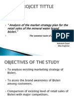 Analysis of The Market Strategy Plan For The Retail Sales of The Mineral Water Brand Bisleri.