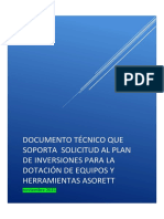 Documento Técnico Que Soporta Solicitud Al Plan de Inversiones para La Dotación de Equipos Y Herramientas Asorett