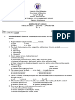 Earth and Life Science - Earth Science Q1 Summative Test 2