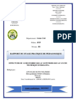 Rapport Du Stage Pratique de Pedagogique: Département: Génie Civil Filière: BTP Niveau: III