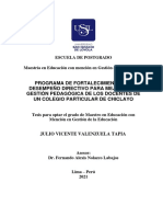 Programa de Fortalecimiento Del Desempeño Directivo para Mejorar La Gestión Pedagógica de Los Docentes de Un Colegio Particular de Chiclayo