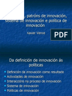 Innovación, Patróns de Innovación, Sistema de Innovación e Política de Innovación