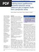 Predicting Human Papillomavirus Vaccination Behaviour Among Adolescent Girls in England: Results From A Prospective Survey