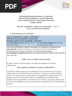 Guía de Actividades y Rúbrica de Evaluación - Unidad 2 - Tarea 3 - Leer y Escribir para Aprender