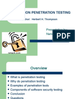 Application Penetration Testing: Presentation By: Nancy Cohen