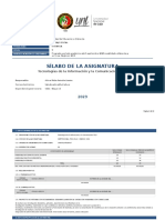 Sílabo de La Asignatura: Tecnologías de La Información y La Comunicación (TIC)