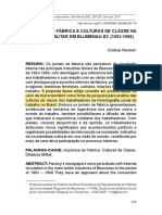 Imprensa de Fábrica E Culturas de Classe Na Ditadura Militar em Blumenau-Sc (1963-1968)