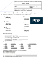 AV1 de Matemática III Inidade - ALgebra e Geometria