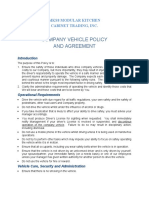 Company Vehicle Policy and Agreement