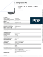 Ficha Técnica Del Producto: Variador 3F 380vac 11Kw 15HP