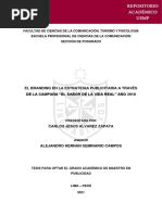 El Branding en La Estrategia Publicitaria A Través de La Campaña "El Sabor de La Vida Real" Año 2018